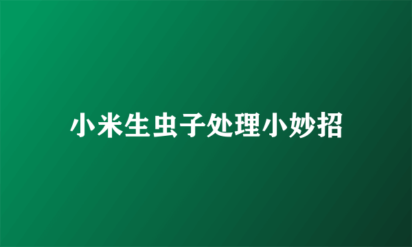 小米生虫子处理小妙招