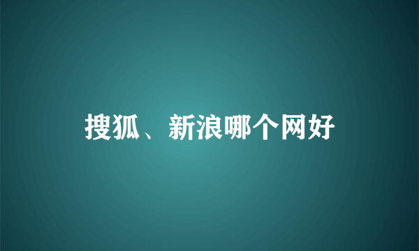 搜狐、新浪哪个网好