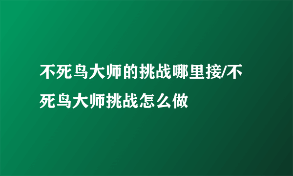 不死鸟大师的挑战哪里接/不死鸟大师挑战怎么做