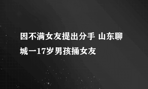 因不满女友提出分手 山东聊城一17岁男孩捅女友