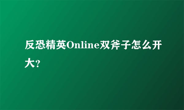 反恐精英Online双斧子怎么开大？