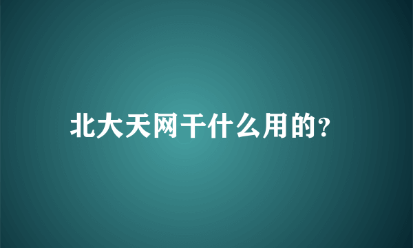 北大天网干什么用的？