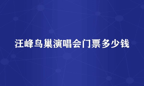 汪峰鸟巢演唱会门票多少钱