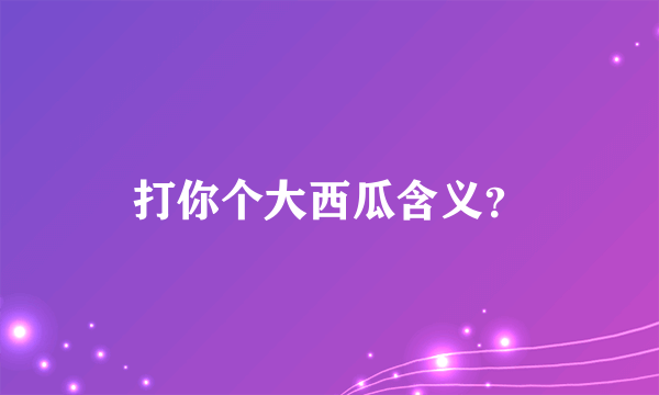 打你个大西瓜含义？