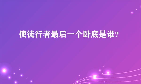 使徒行者最后一个卧底是谁？