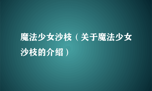 魔法少女沙枝（关于魔法少女沙枝的介绍）