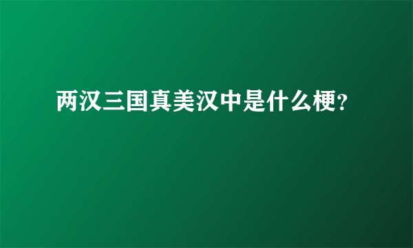 两汉三国真美汉中是什么梗？