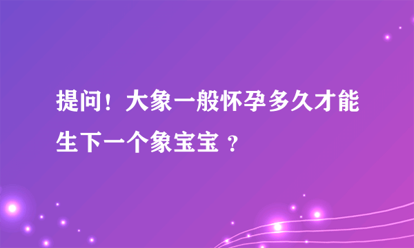 提问！大象一般怀孕多久才能生下一个象宝宝 ？