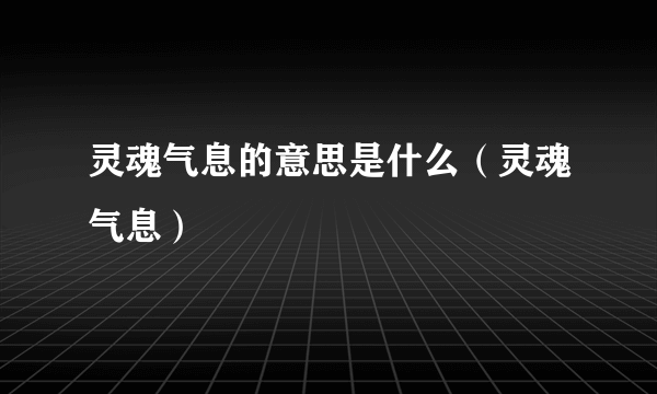 灵魂气息的意思是什么（灵魂气息）