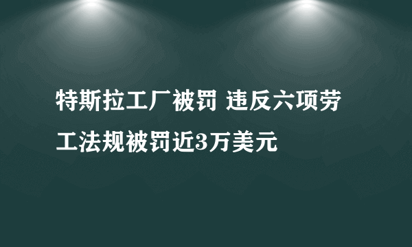 特斯拉工厂被罚 违反六项劳工法规被罚近3万美元