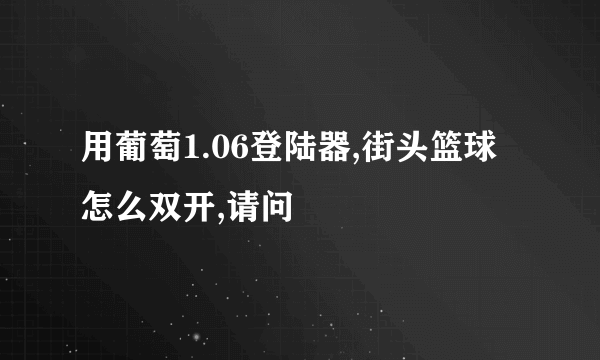 用葡萄1.06登陆器,街头篮球怎么双开,请问