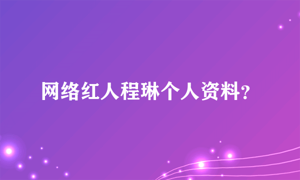 网络红人程琳个人资料？