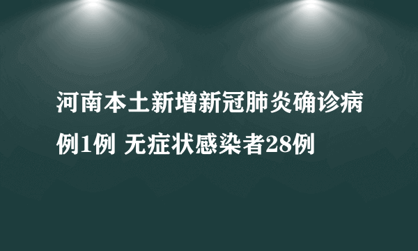 河南本土新增新冠肺炎确诊病例1例 无症状感染者28例