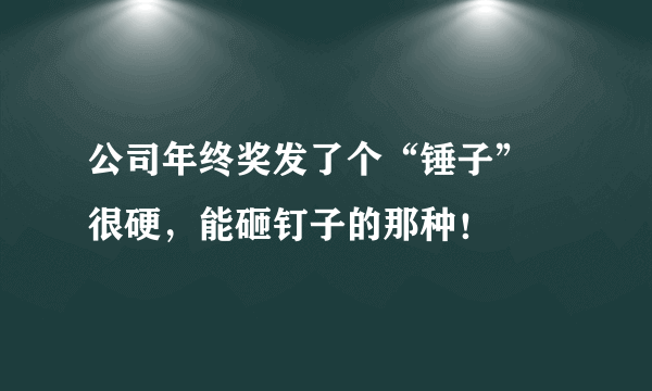 公司年终奖发了个“锤子” 很硬，能砸钉子的那种！