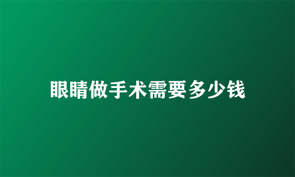 眼睛做手术需要多少钱