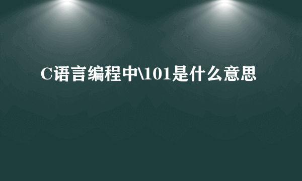 C语言编程中\101是什么意思