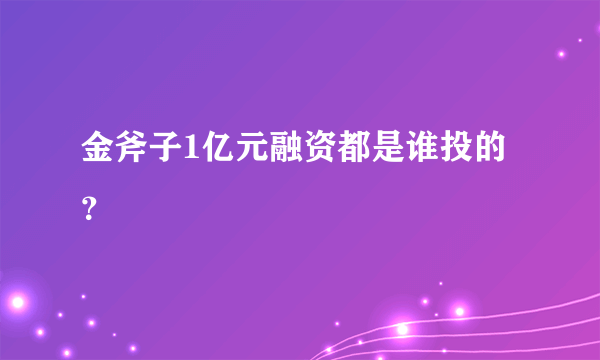 金斧子1亿元融资都是谁投的？