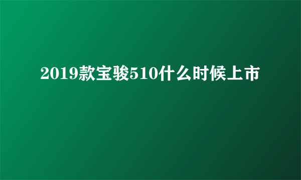 2019款宝骏510什么时候上市