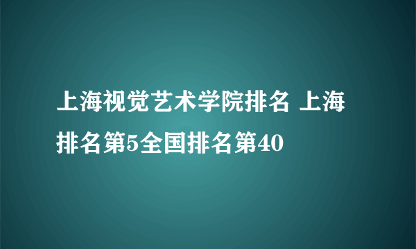 上海视觉艺术学院排名 上海排名第5全国排名第40 