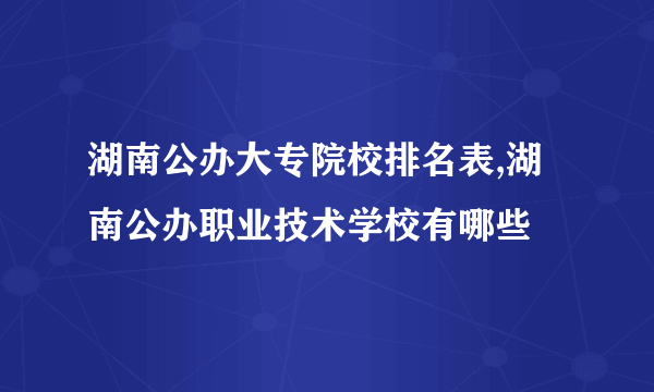 湖南公办大专院校排名表,湖南公办职业技术学校有哪些