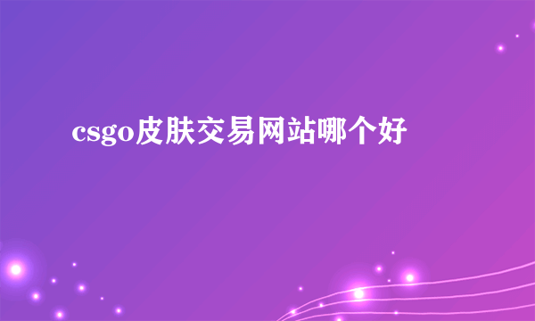 csgo皮肤交易网站哪个好