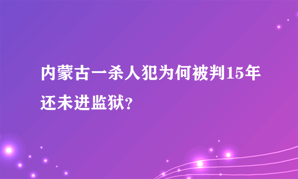 内蒙古一杀人犯为何被判15年还未进监狱？