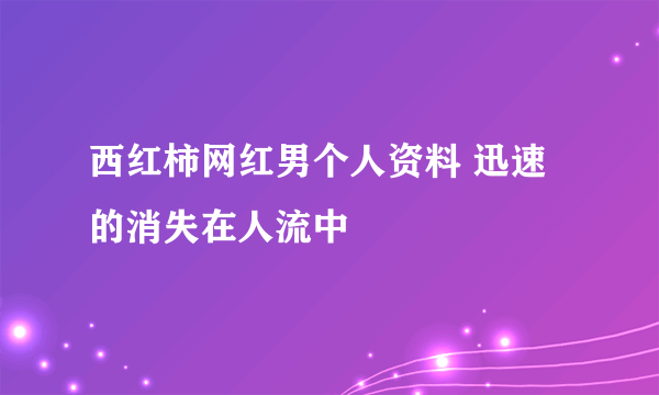 西红柿网红男个人资料 迅速的消失在人流中