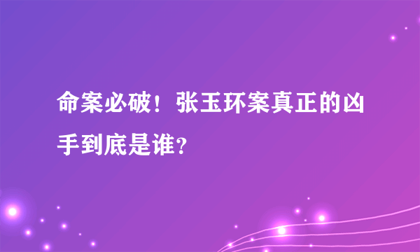 命案必破！张玉环案真正的凶手到底是谁？