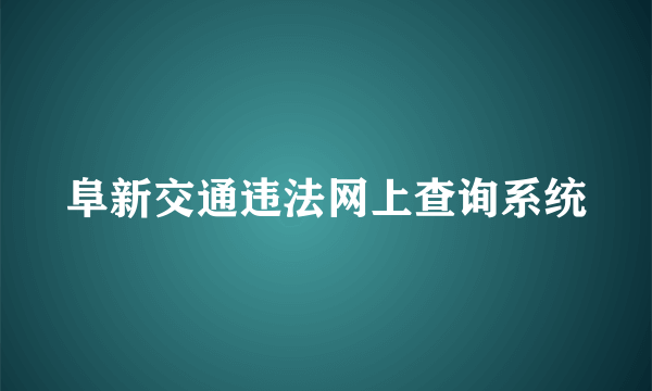 阜新交通违法网上查询系统