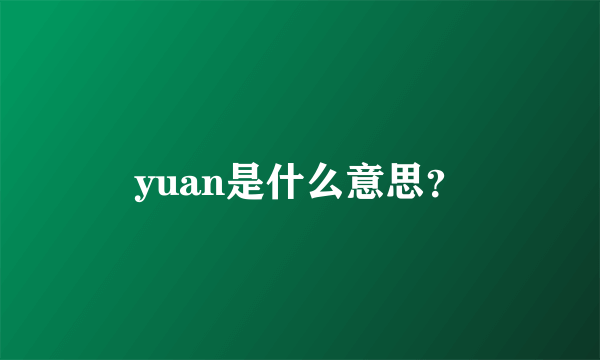 yuan是什么意思？