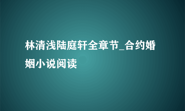 林清浅陆庭轩全章节_合约婚姻小说阅读