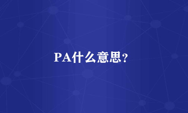 PA什么意思？