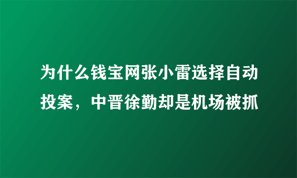 为什么钱宝网张小雷选择自动投案，中晋徐勤却是机场被抓