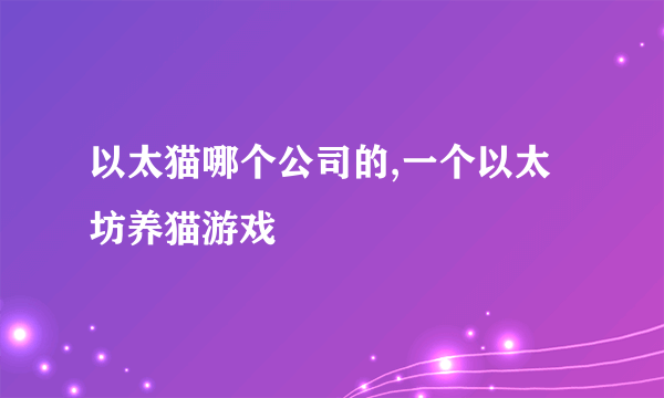 以太猫哪个公司的,一个以太坊养猫游戏