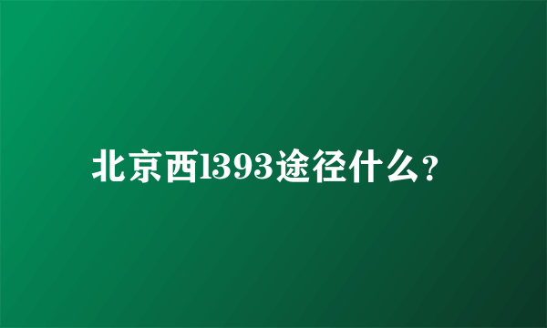 北京西l393途径什么？