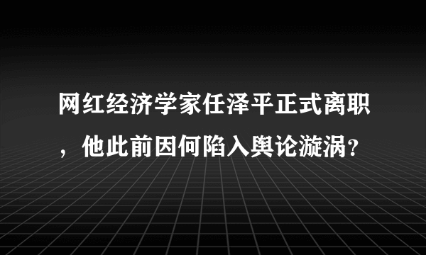 网红经济学家任泽平正式离职，他此前因何陷入舆论漩涡？