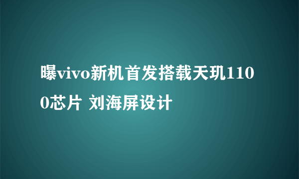 曝vivo新机首发搭载天玑1100芯片 刘海屏设计