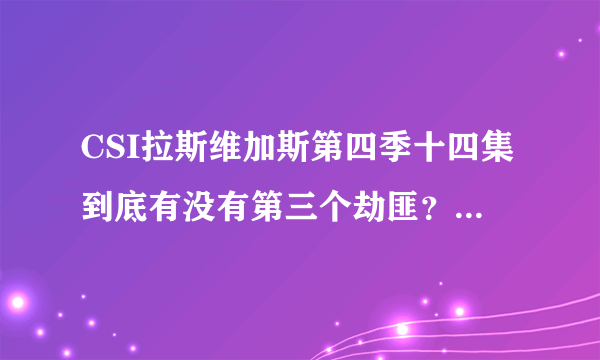 CSI拉斯维加斯第四季十四集到底有没有第三个劫匪？第三个是谁？