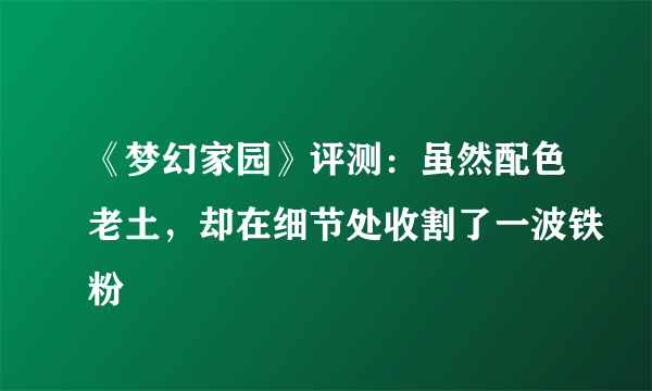 《梦幻家园》评测：虽然配色老土，却在细节处收割了一波铁粉