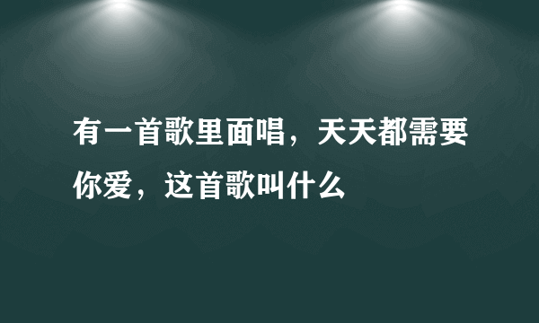 有一首歌里面唱，天天都需要你爱，这首歌叫什么