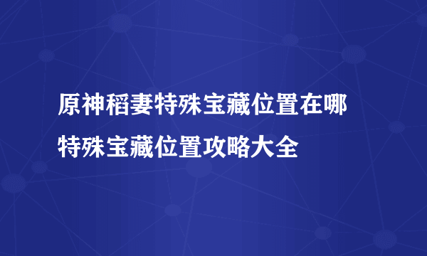 原神稻妻特殊宝藏位置在哪 特殊宝藏位置攻略大全