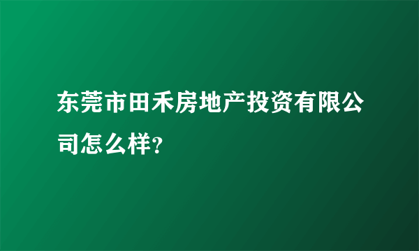 东莞市田禾房地产投资有限公司怎么样？