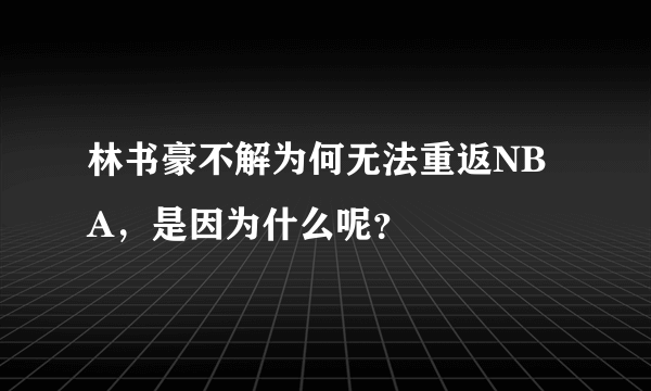 林书豪不解为何无法重返NBA，是因为什么呢？