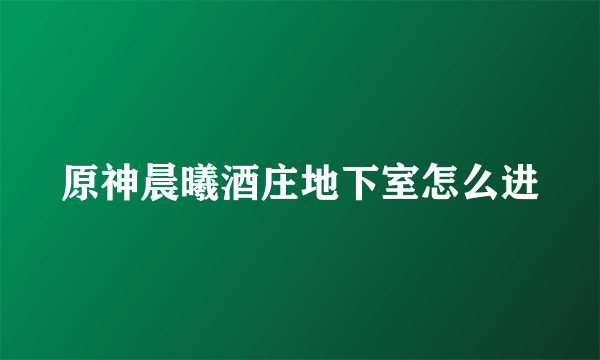 原神晨曦酒庄地下室怎么进