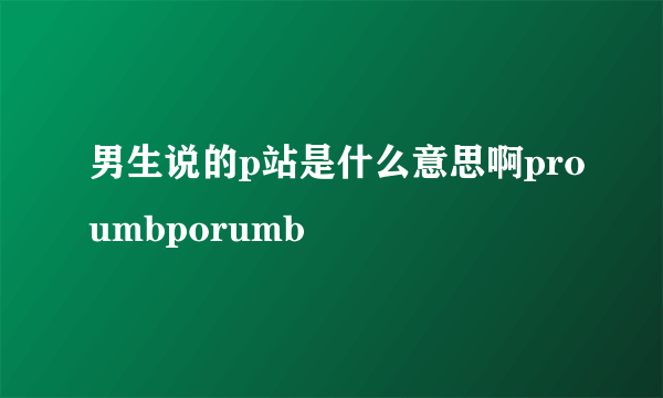 男生说的p站是什么意思啊proumbporumb