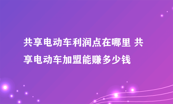 共享电动车利润点在哪里 共享电动车加盟能赚多少钱