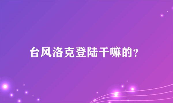 台风洛克登陆干嘛的？