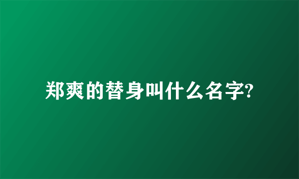 郑爽的替身叫什么名字?