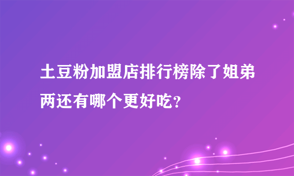 土豆粉加盟店排行榜除了姐弟两还有哪个更好吃？