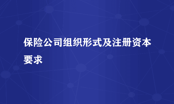 保险公司组织形式及注册资本要求